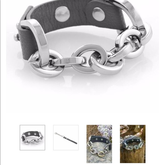 NWT MASSI LEATHER EQUESTRIAN BRACELET (GREY/SILVER - Picture 3 of 4